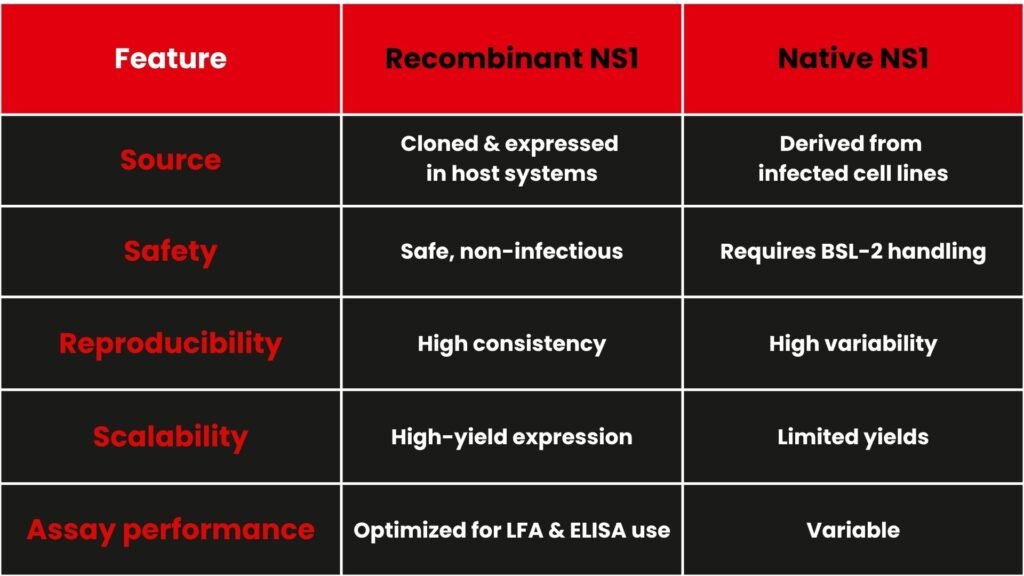Difference between Recombinant Dengue NS1 Antigen and a Native NS1 Antigen
